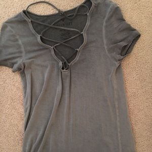 Gray crossy American Eagle top